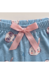 Viskon mavi desenli rahat kesim kadın pijama altı pantolon